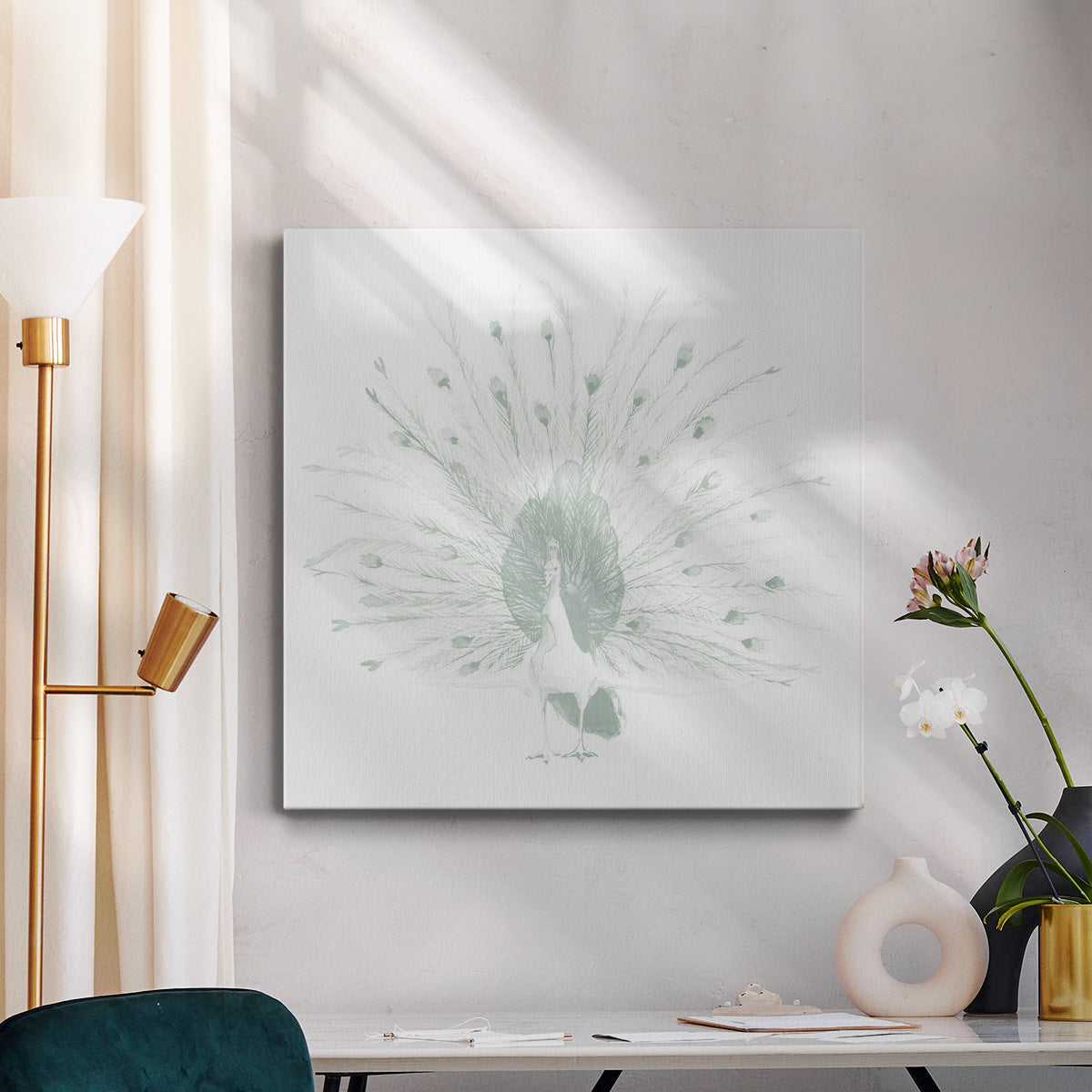 Sage Peacock II-Premium Gallery Wrapped Canvas - Ready to Hang