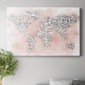 Pink Cheetah Map Premium Gallery Wrapped Canvas - Ready to Hang