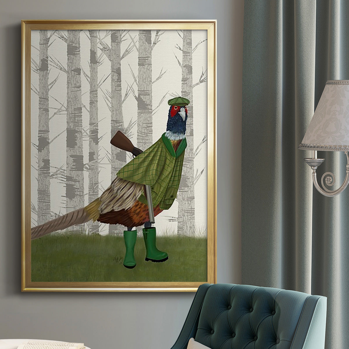 Pheasant Shooting Party 2 Premium Framed Print - Ready to Hang