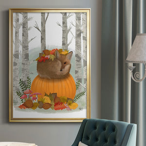 Fox Curled on Pumpkin Premium Framed Print - Ready to Hang