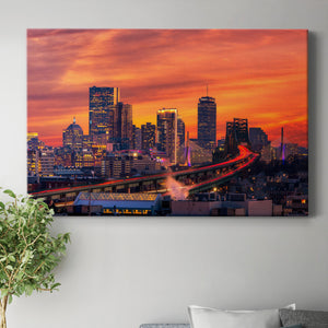 Boston Skyline at Sunset Premium Gallery Wrapped Canvas - Ready to Hang