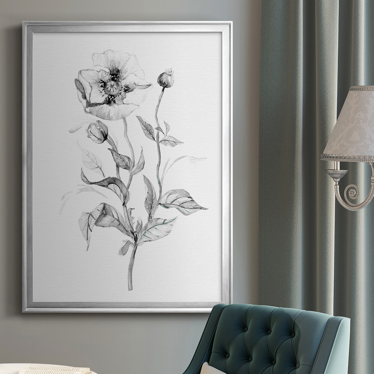 Wild Poppy Sketch Premium Framed Print - Ready to Hang