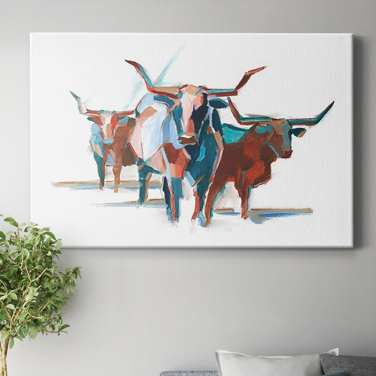 Modern Longhorns I Premium Gallery Wrapped Canvas - Ready to Hang