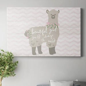 Floral Llama Premium Gallery Wrapped Canvas - Ready to Hang
