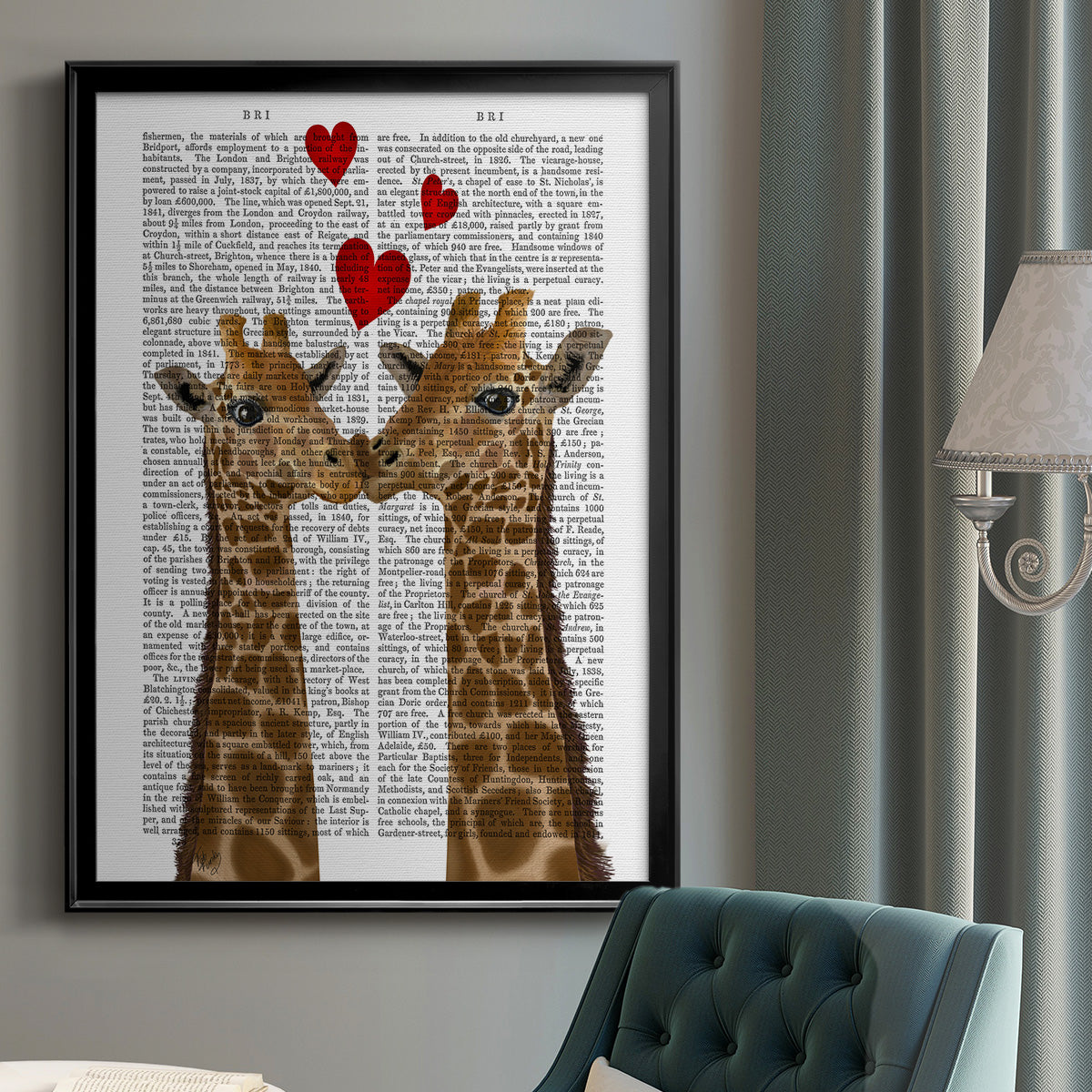 Giraffe Love Premium Framed Print - Ready to Hang