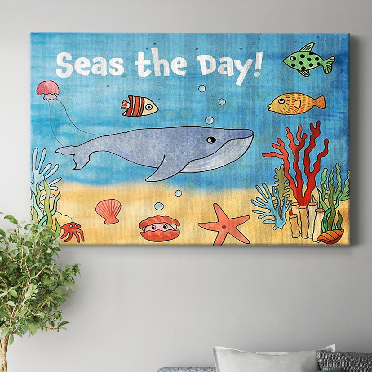 Cute Sea Creatures II Premium Gallery Wrapped Canvas - Ready to Hang