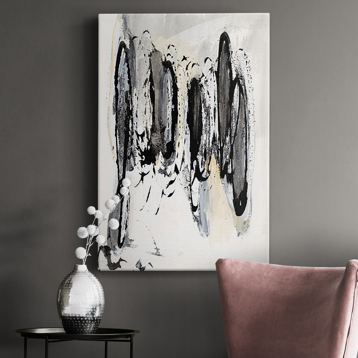 Grey Scribbles I Premium Gallery Wrapped Canvas - Ready to Hang
