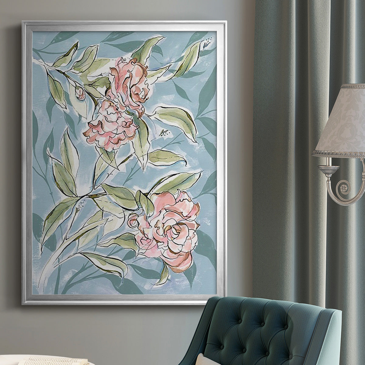 Faded Camellias I Premium Framed Print - Ready to Hang