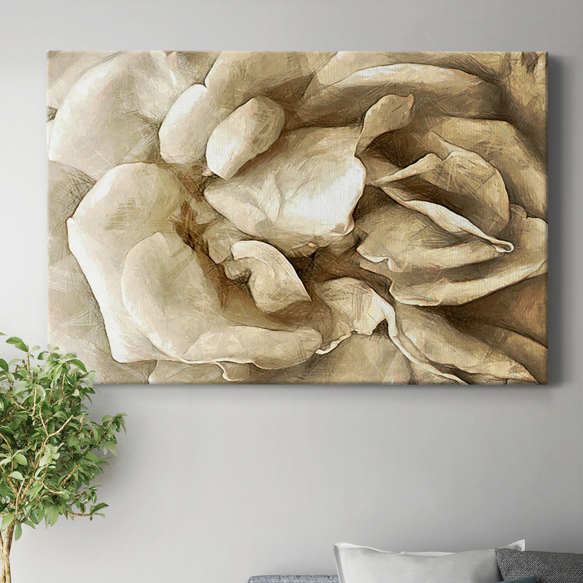 Neutral Wall Flower II Premium Gallery Wrapped Canvas - Ready to Hang