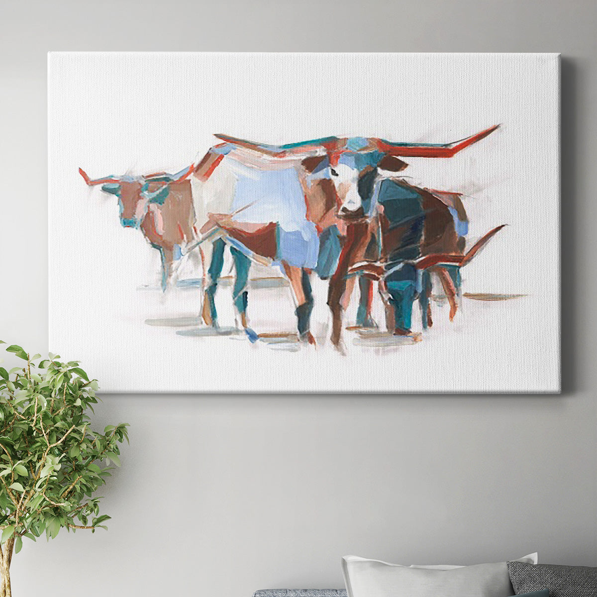 Modern Longhorns II Premium Gallery Wrapped Canvas - Ready to Hang