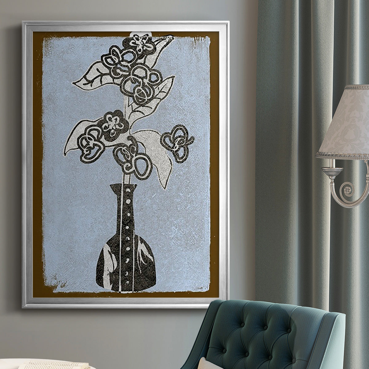 Graphic Flowers in Vase III Premium Framed Print - Ready to Hang