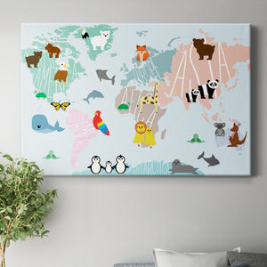 Animal Map Premium Gallery Wrapped Canvas - Ready to Hang