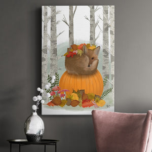 Fox Curled on Pumpkin Premium Gallery Wrapped Canvas - Ready to Hang