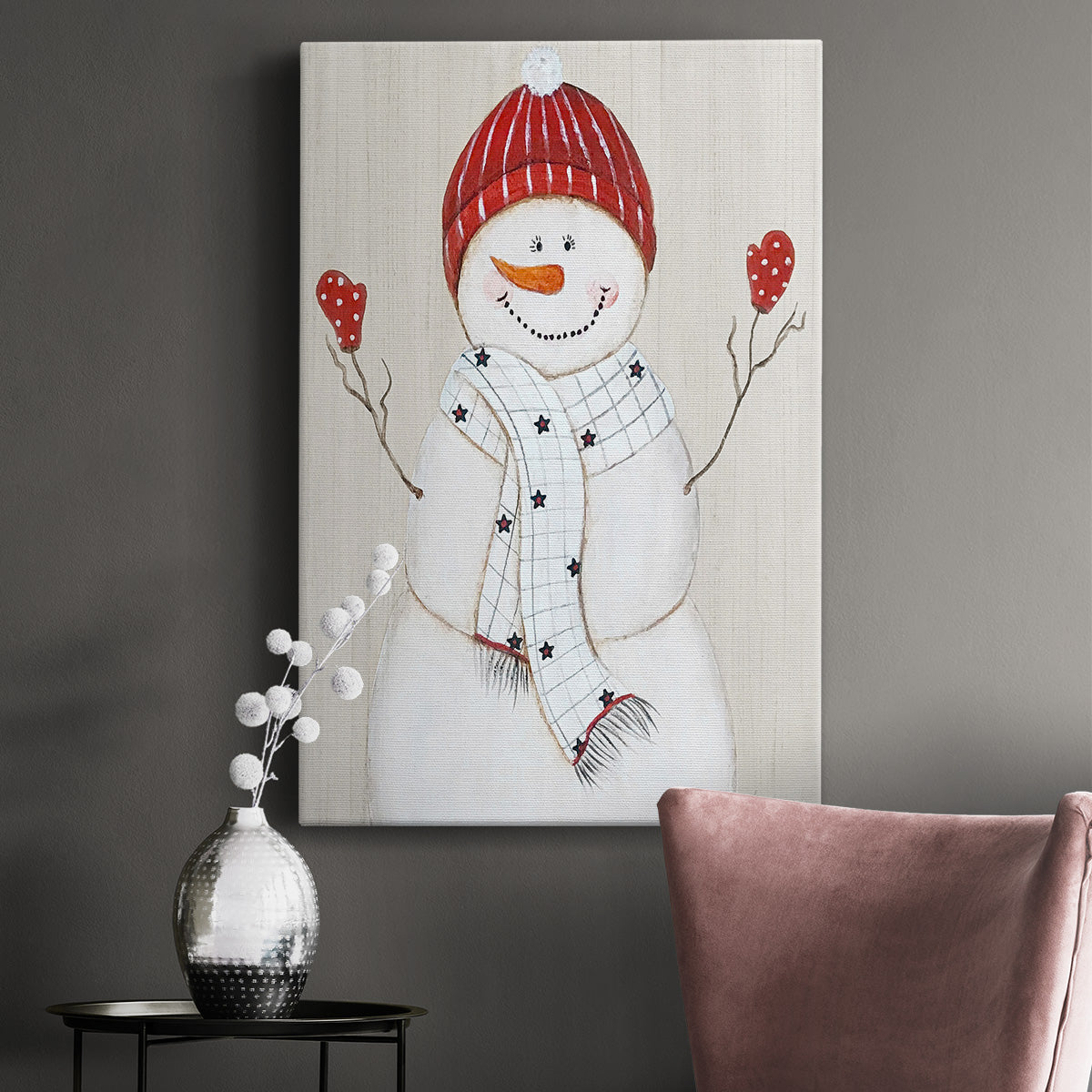 Festive Snowman III Premium Gallery Wrapped Canvas - Ready to Hang