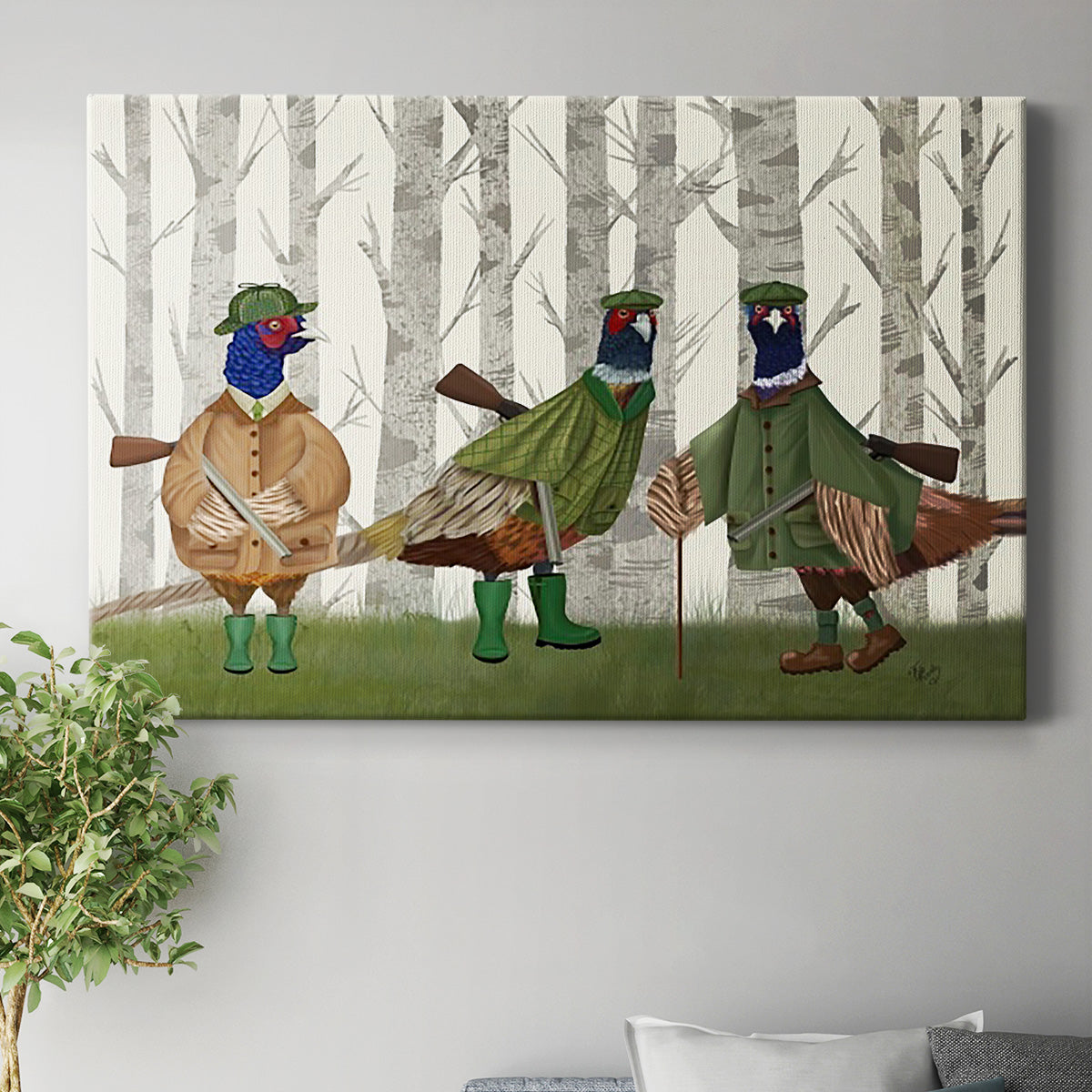 Pheasant Shooting Party Group 2 Premium Gallery Wrapped Canvas - Ready to Hang