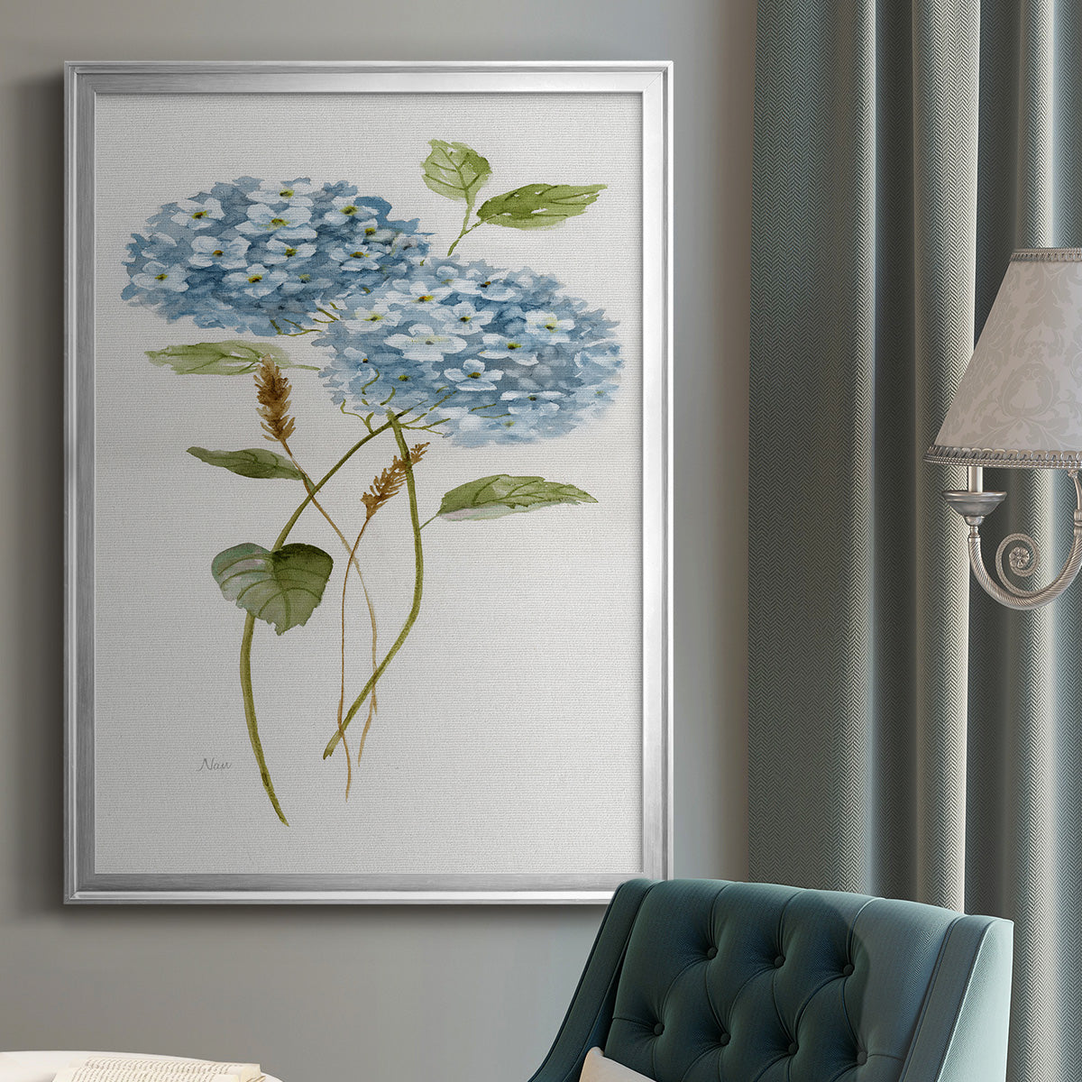 Petite Blue Hydrangea II Premium Framed Print - Ready to Hang
