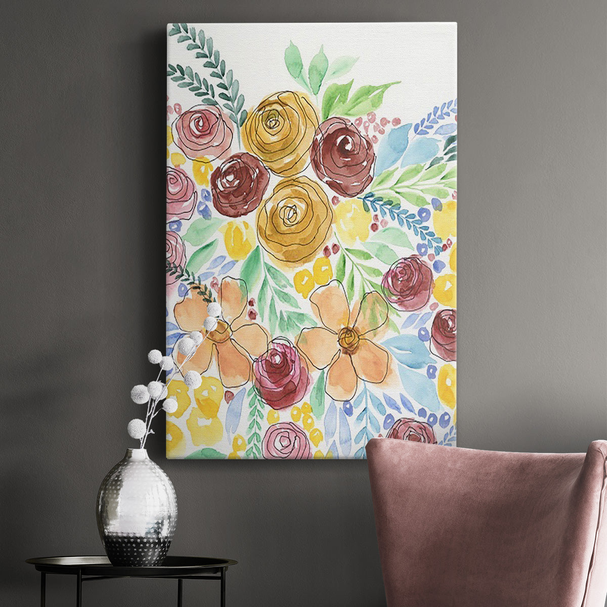 Flower Carousel I Premium Gallery Wrapped Canvas - Ready to Hang