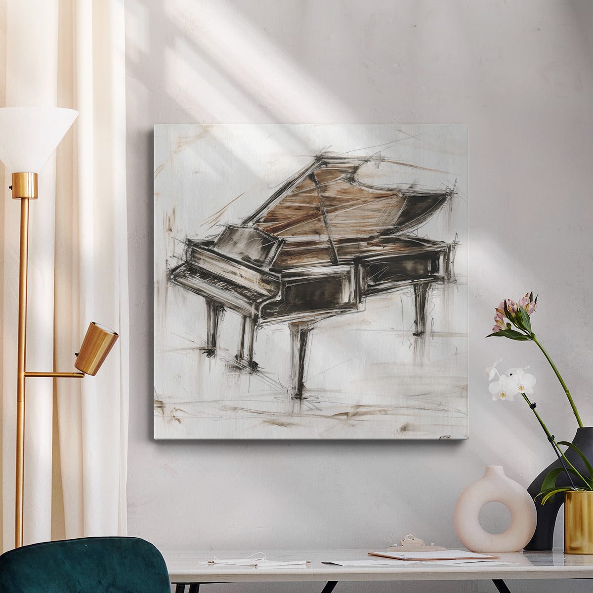 Grand Piano Study-Premium Gallery Wrapped Canvas - Ready to Hang