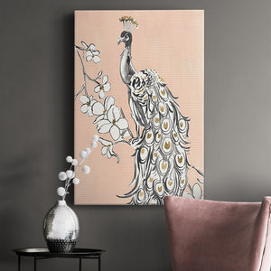 Peacock in Gold II Premium Gallery Wrapped Canvas - Ready to Hang