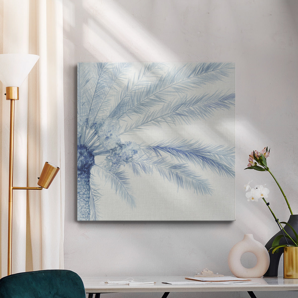 Chambray Palms II-Premium Gallery Wrapped Canvas - Ready to Hang