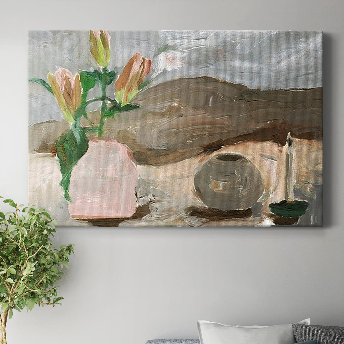Vase of Pink Flowers V Premium Gallery Wrapped Canvas - Ready to Hang