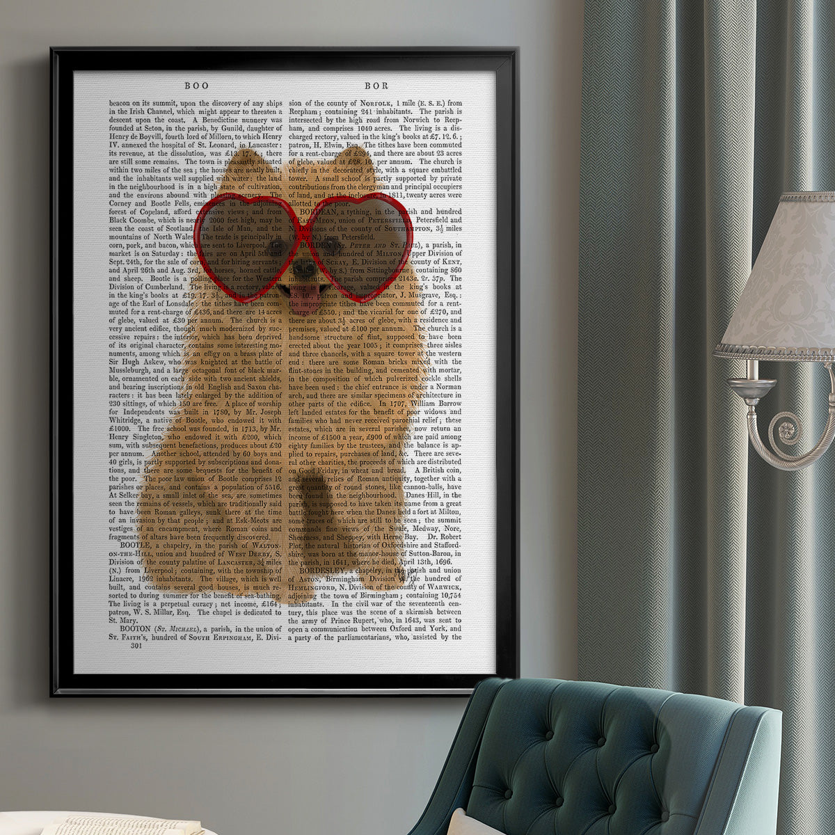 Pomeranian and Heart Glasses Premium Framed Print - Ready to Hang