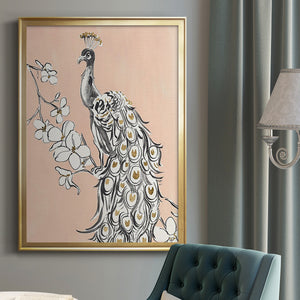 Peacock in Gold II Premium Framed Print - Ready to Hang