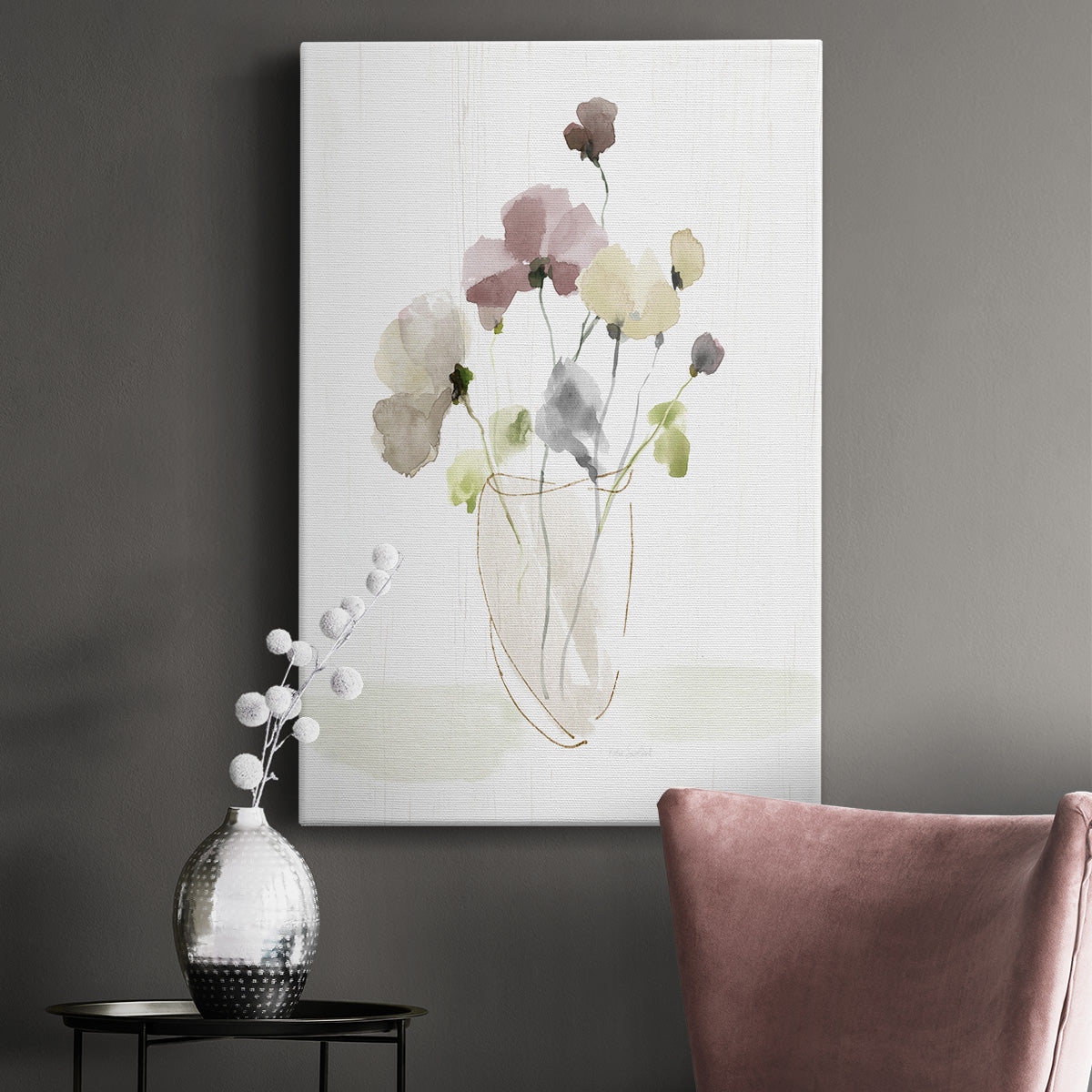 Choose Happy Bouquet I Premium Gallery Wrapped Canvas - Ready to Hang