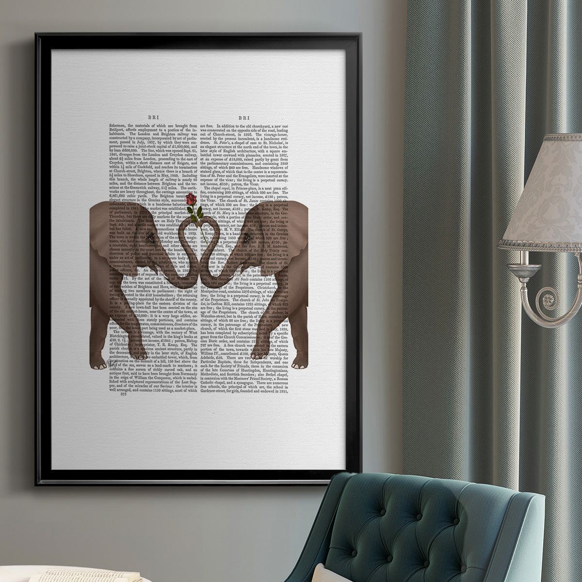 Elephants Heart and Rose Premium Framed Print - Ready to Hang