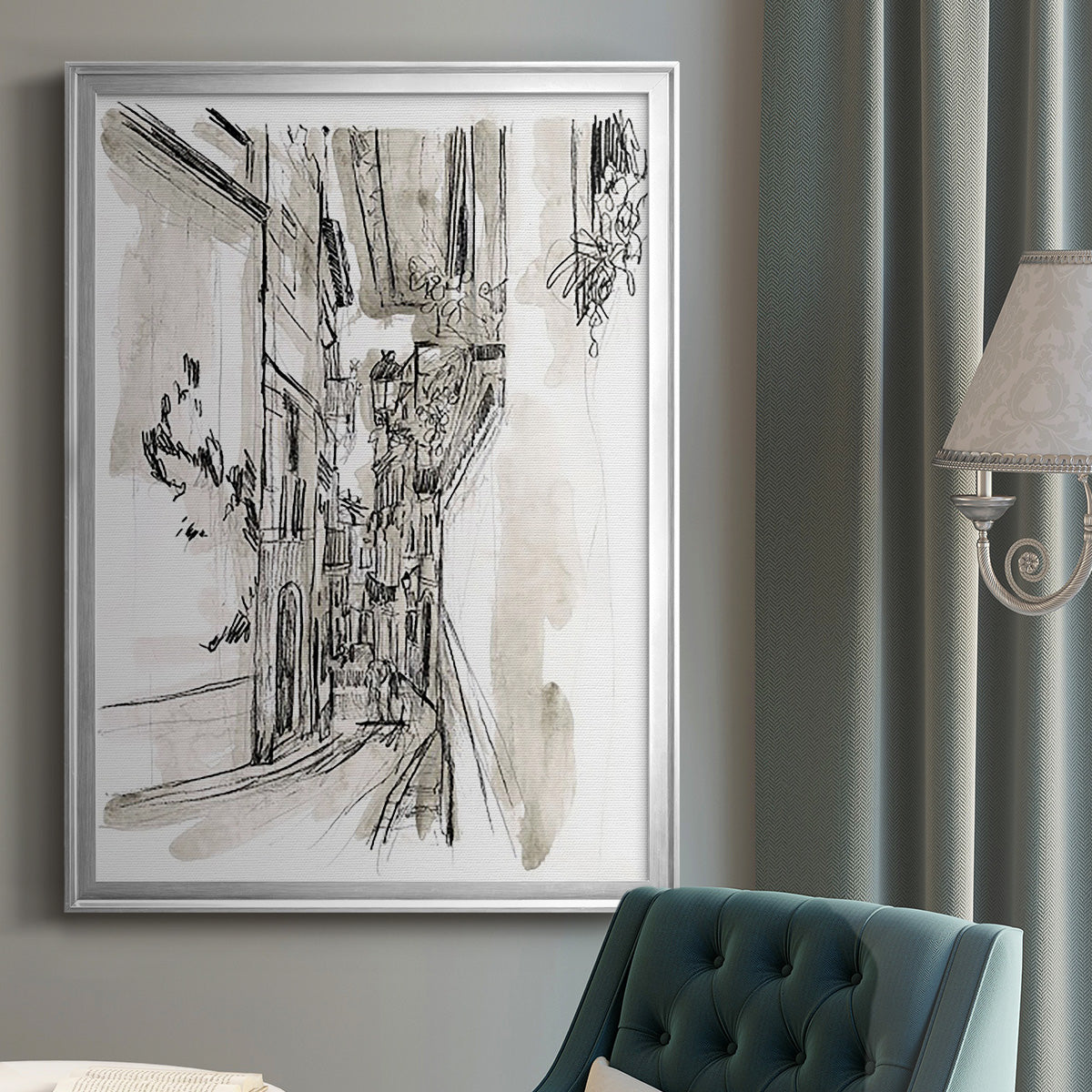 Europe Street Sketches I Premium Framed Print - Ready to Hang