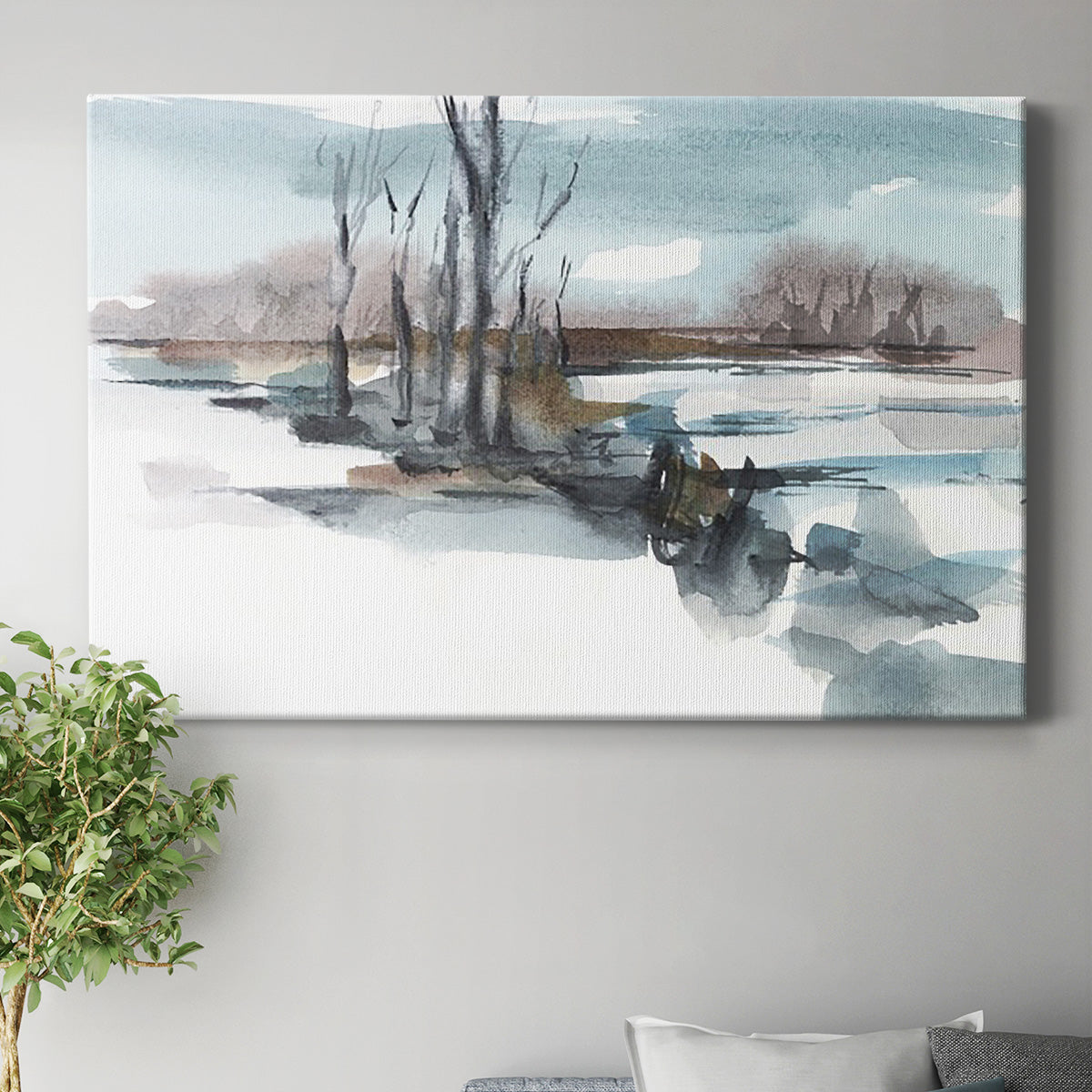 Winter Stream Watercolor II Premium Gallery Wrapped Canvas - Ready to Hang