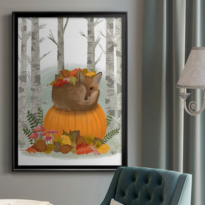 Fox Curled on Pumpkin Premium Framed Print - Ready to Hang