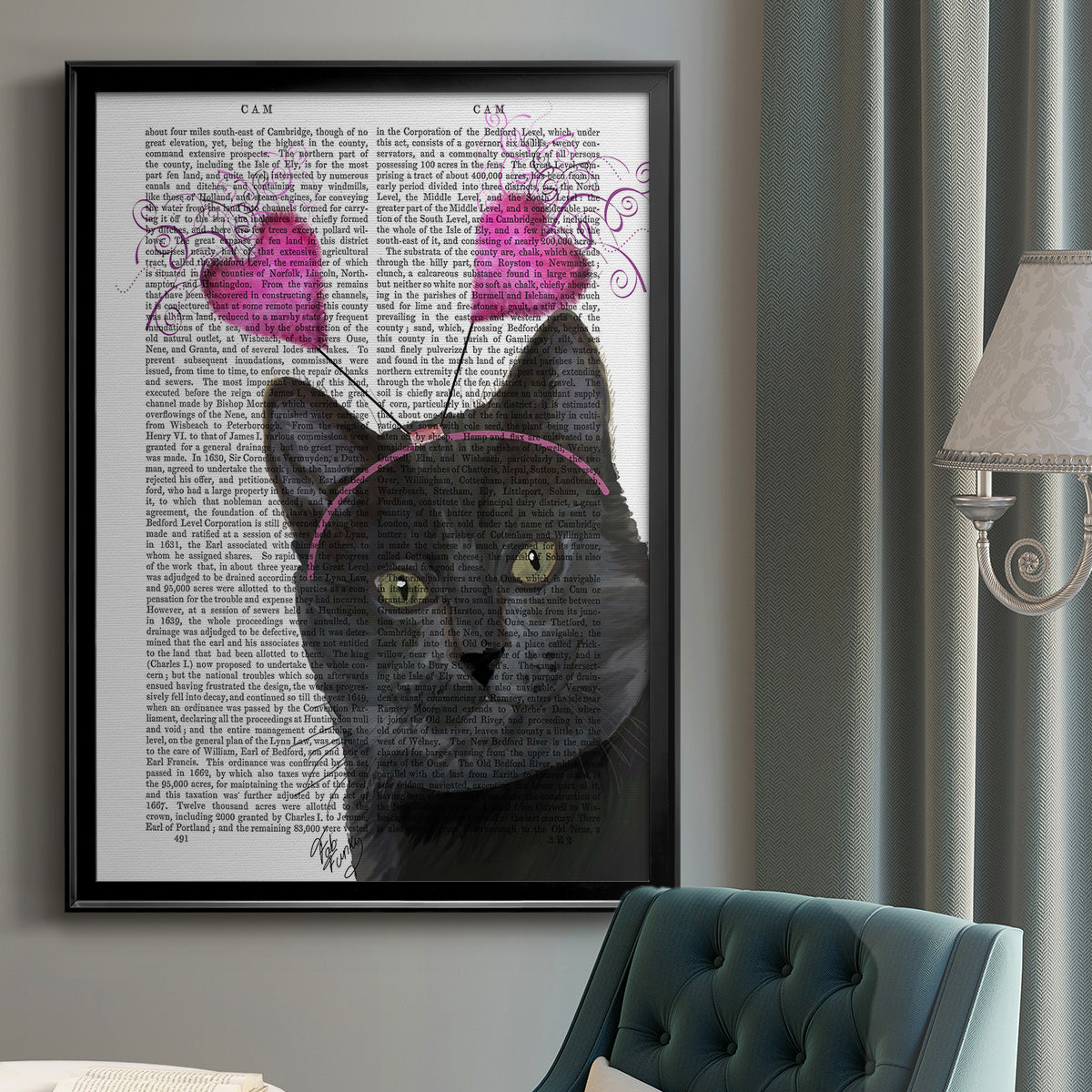 Black Cat Valentines Premium Framed Print - Ready to Hang