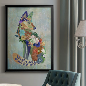 Fantastic Florals Fox, Sitting Premium Framed Print - Ready to Hang