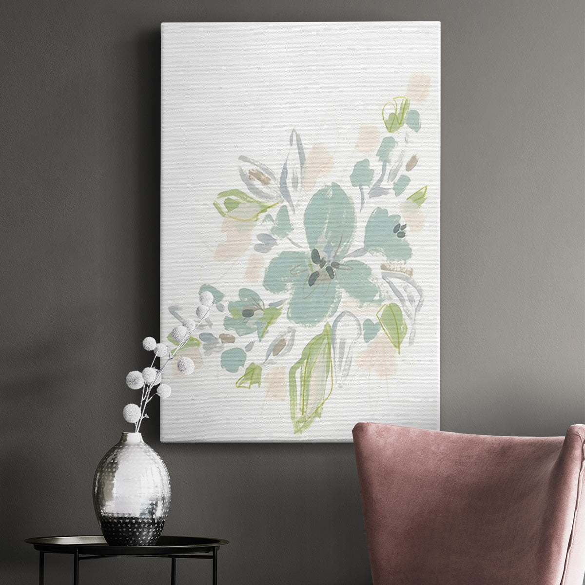 Seafoam Petals II Premium Gallery Wrapped Canvas - Ready to Hang
