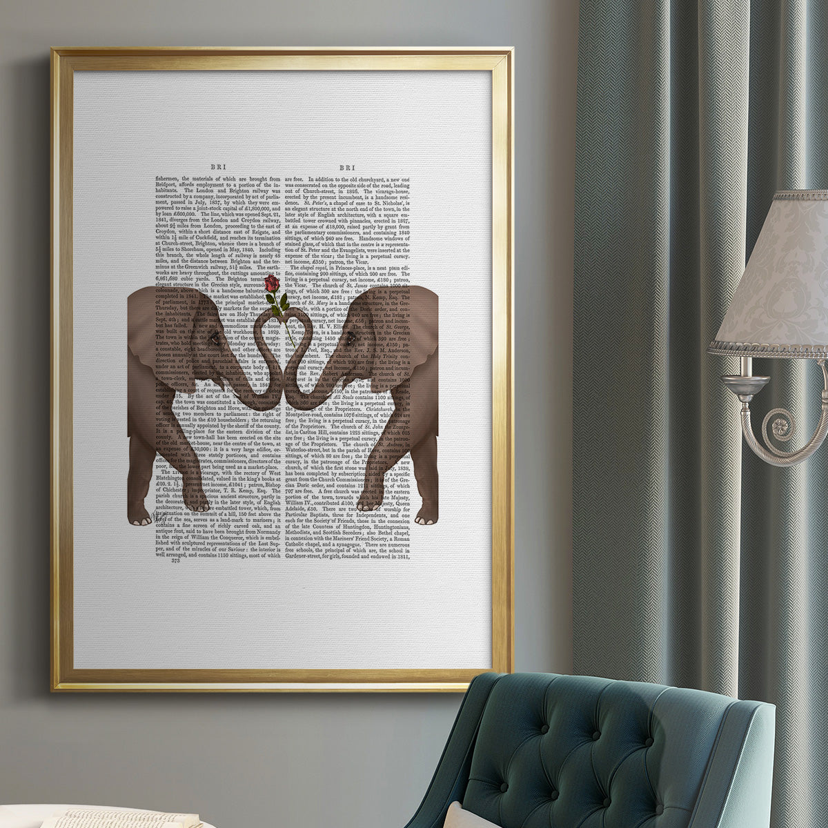 Elephants Heart and Rose Premium Framed Print - Ready to Hang