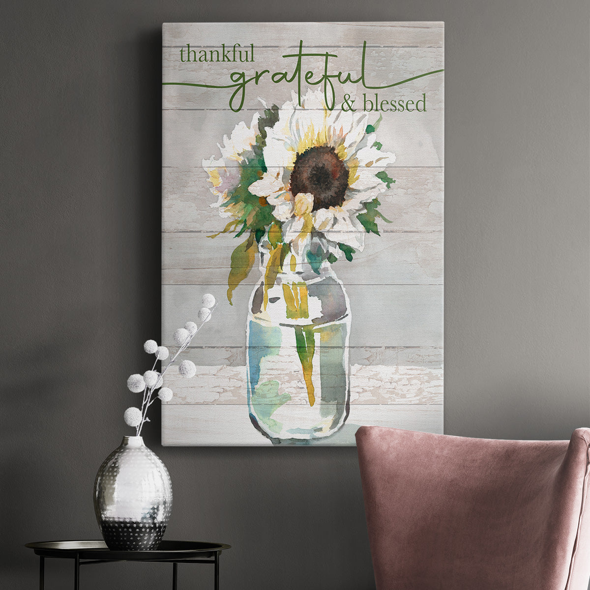 Thankful, Grateful, Blessed Premium Gallery Wrapped Canvas - Ready to Hang