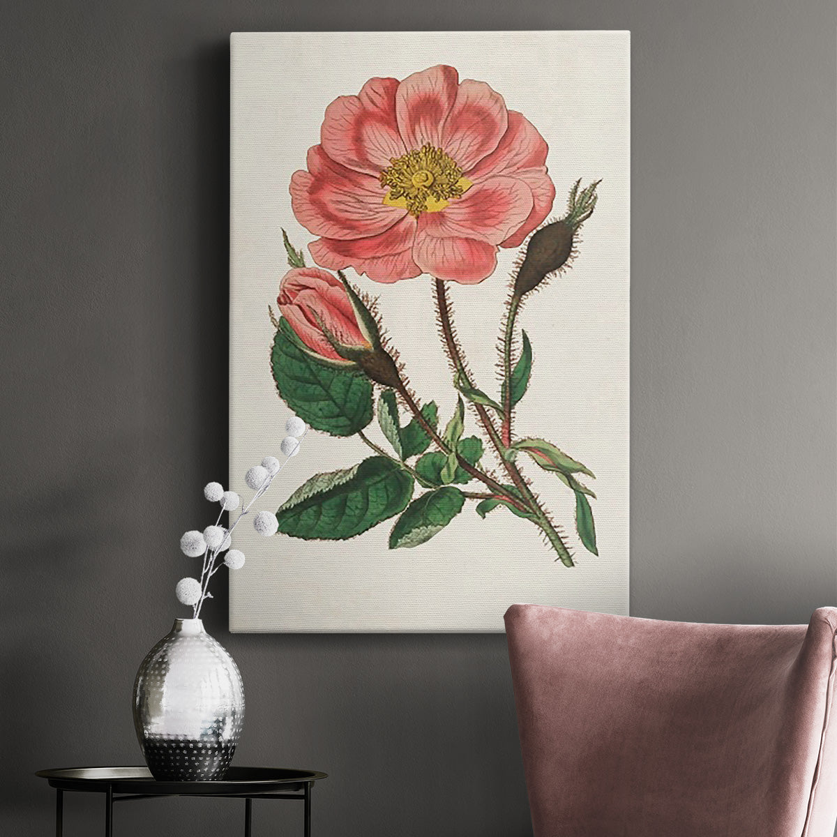 Pink Floral Mix IX Premium Gallery Wrapped Canvas - Ready to Hang
