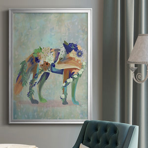 Fantastic Florals Fox, Standing Premium Framed Print - Ready to Hang