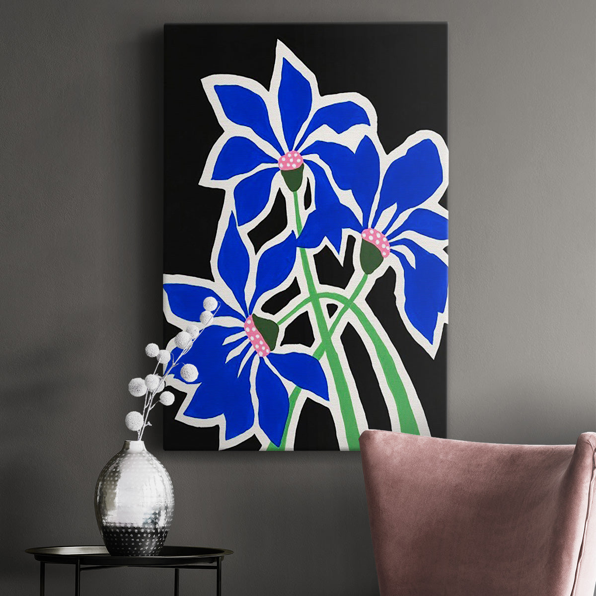 Pop Flowers IV Premium Gallery Wrapped Canvas - Ready to Hang