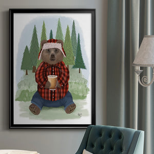 Lumberjack Bear Latte Premium Framed Print - Ready to Hang