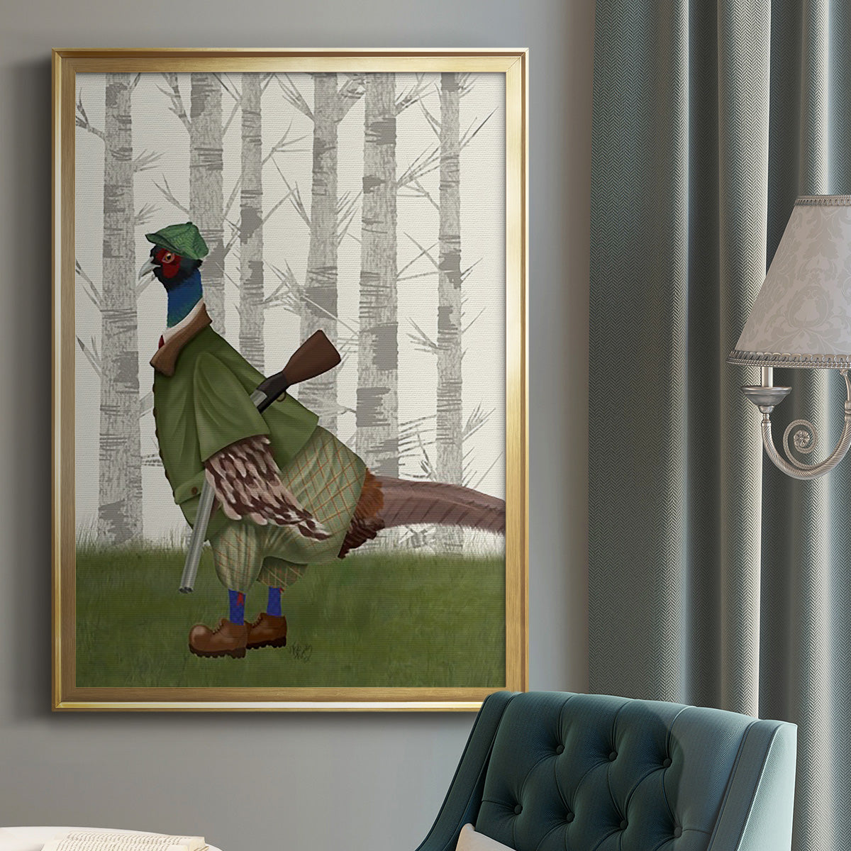 Pheasant Shooting Party 1 Premium Framed Print - Ready to Hang