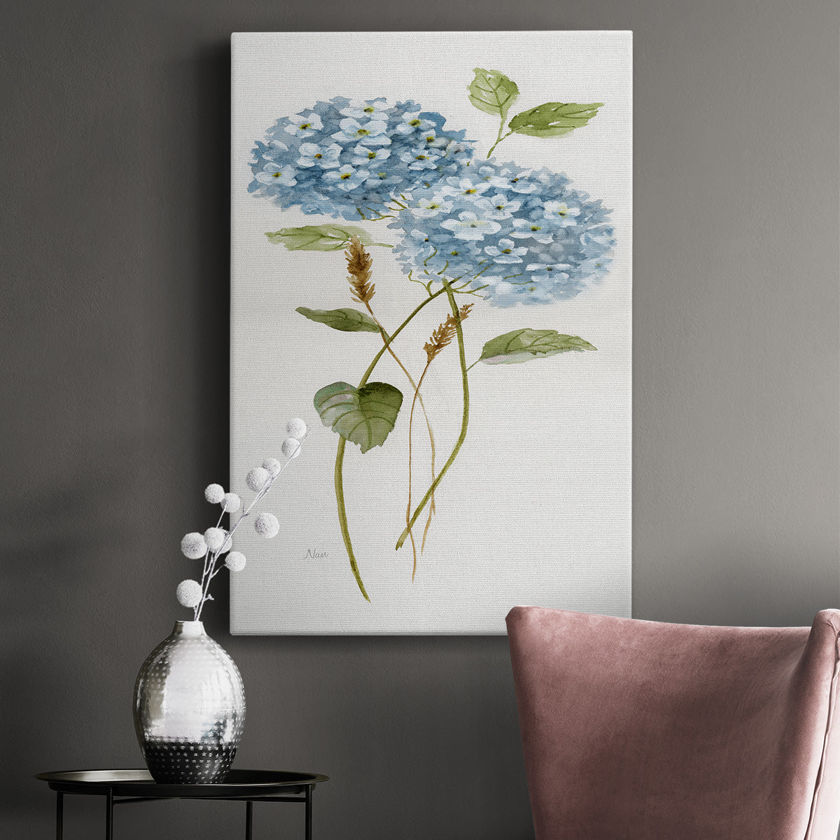Petite Blue Hydrangea II Premium Gallery Wrapped Canvas - Ready to Hang