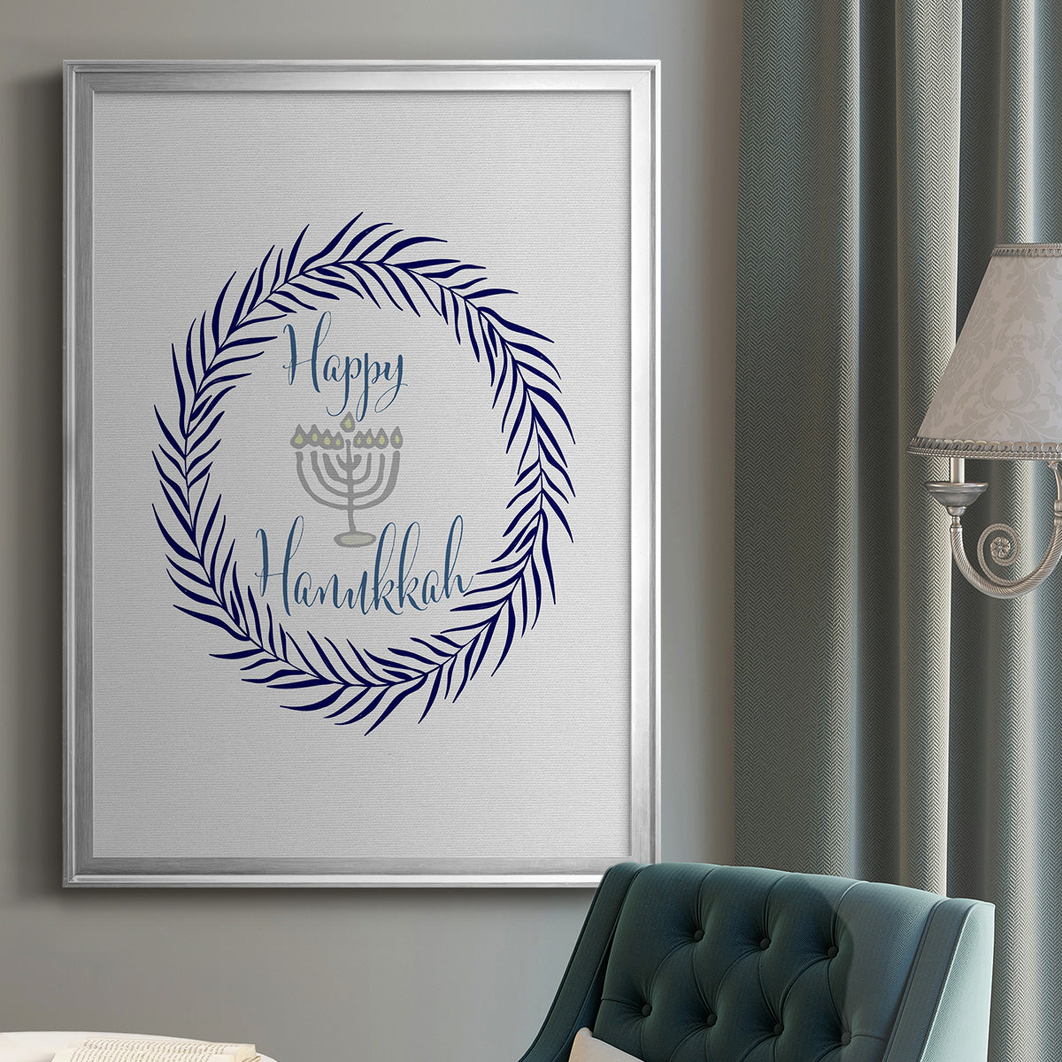 Hanukkah Wreath Premium Framed Print - Ready to Hang