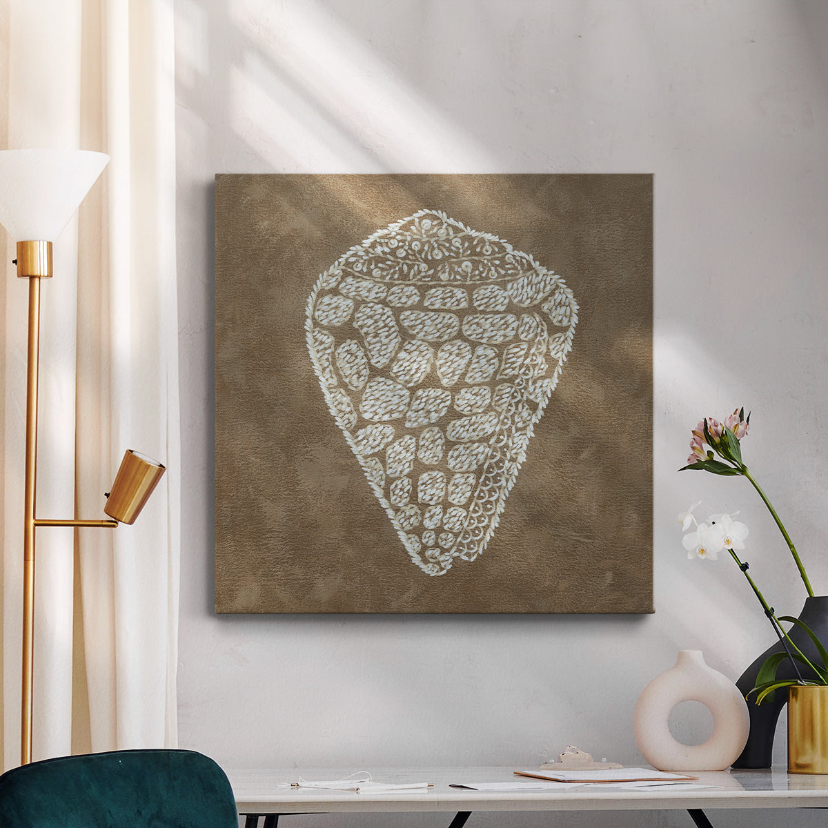 Embroidered Shells IV-Premium Gallery Wrapped Canvas - Ready to Hang