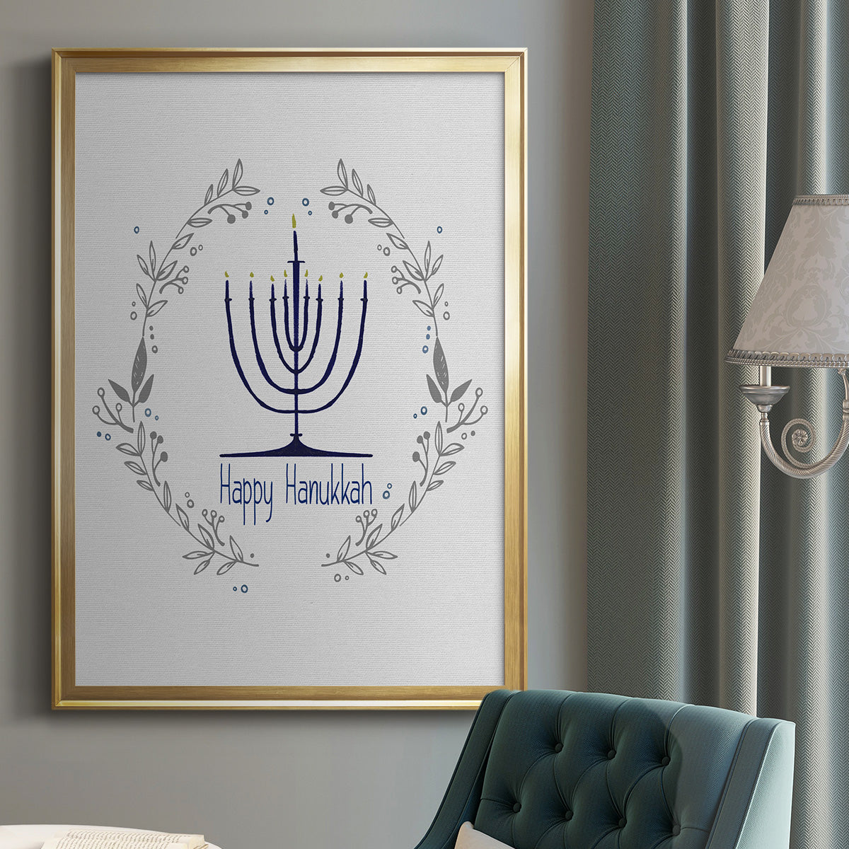 Happy Hanukkah II Premium Framed Print - Ready to Hang