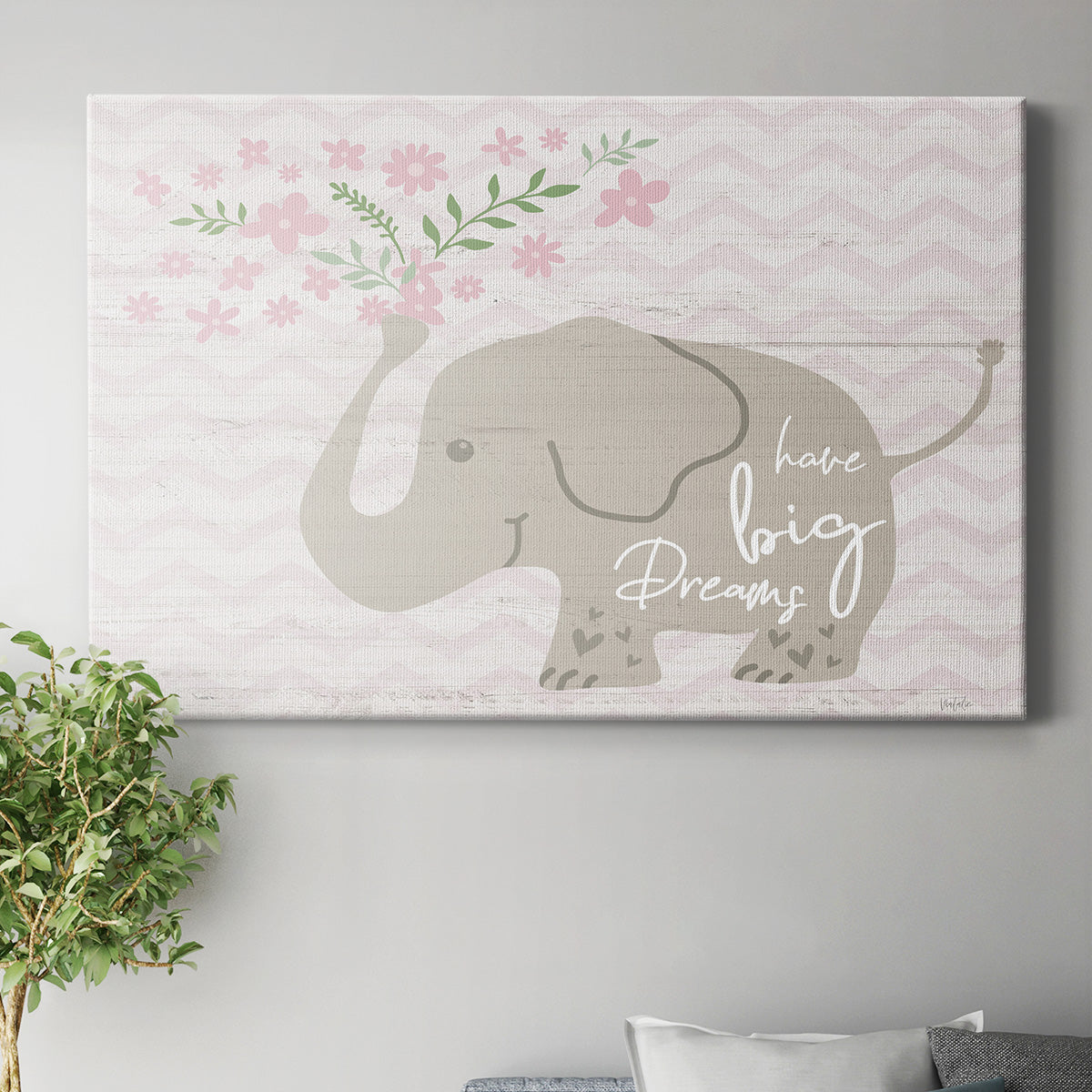 Floral Elephant Premium Gallery Wrapped Canvas - Ready to Hang