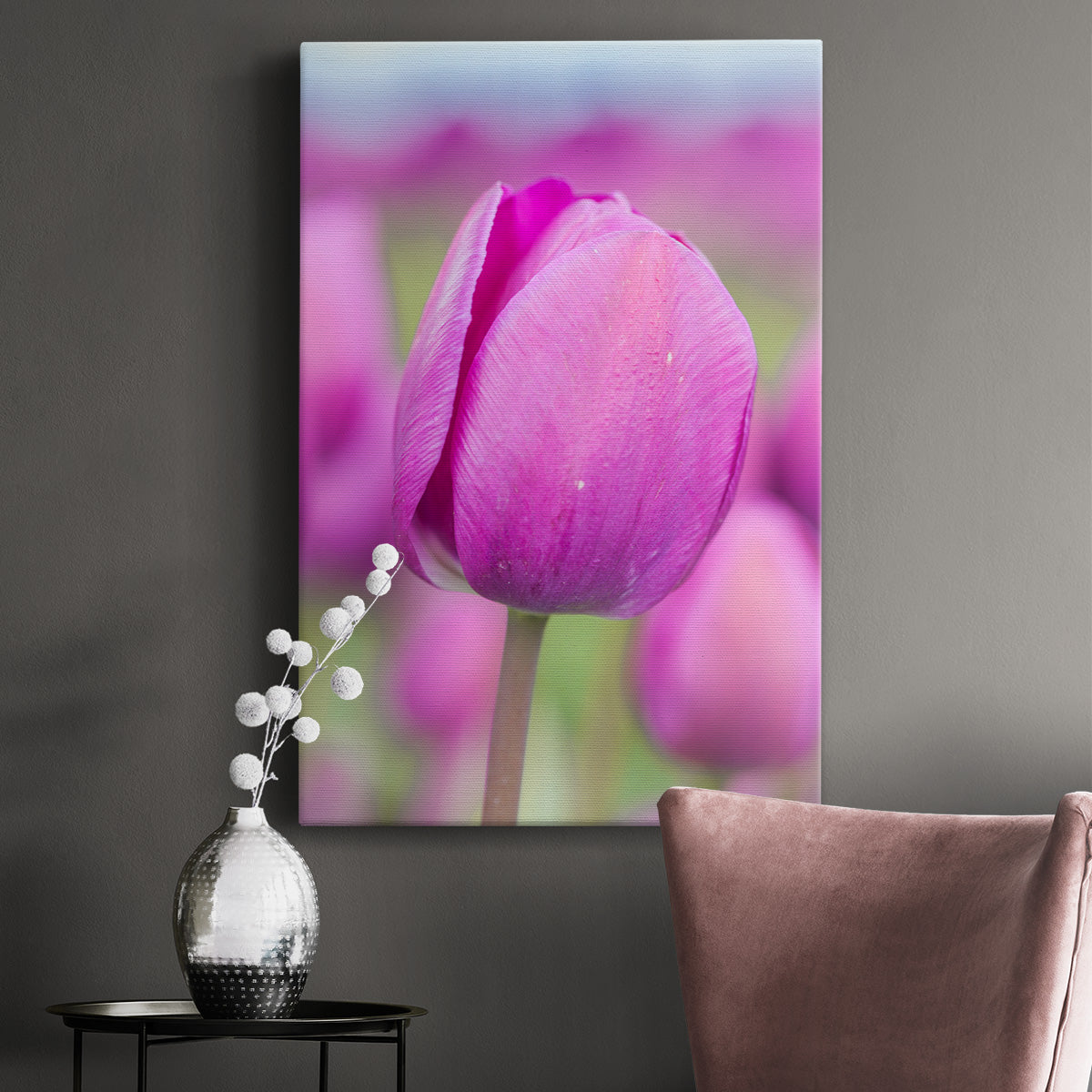 Magenta Stem Premium Gallery Wrapped Canvas - Ready to Hang