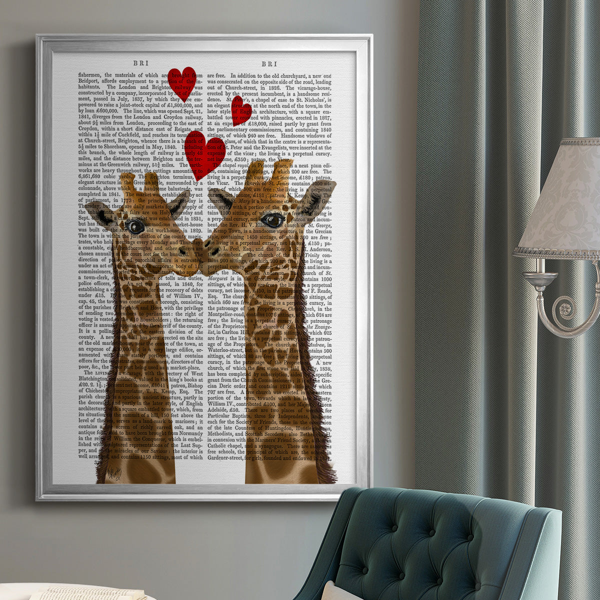 Giraffe Love Premium Framed Print - Ready to Hang