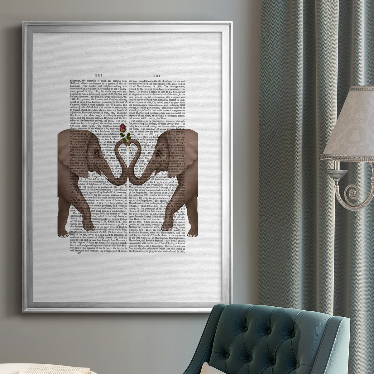 Elephants Heart and Rose Premium Framed Print - Ready to Hang